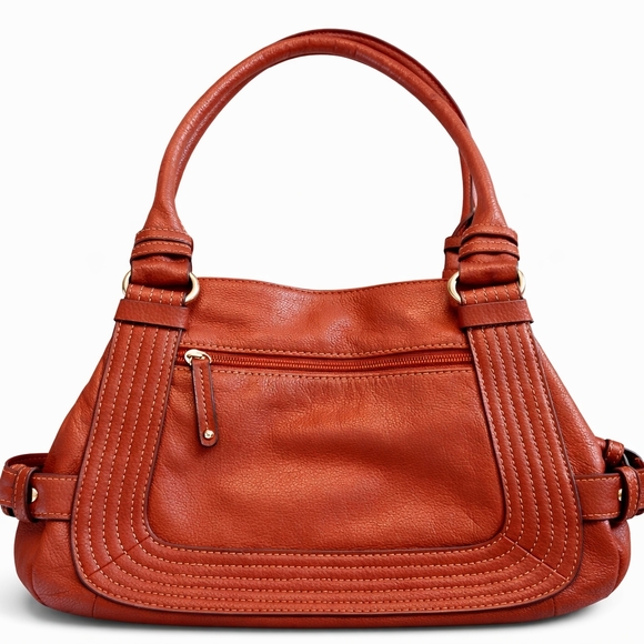 Tignanello Handbags - Tignanello Brick Red Pebbled Leather Shoulder Bag NWOT Multi Pocket Satchel